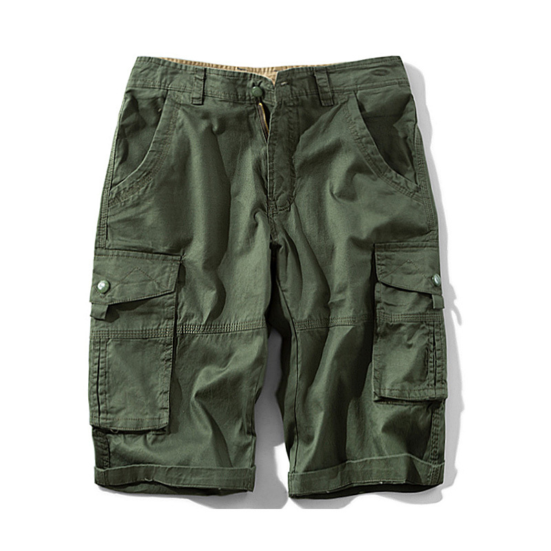 Men's Outdoor Contrast Color Chic Multi Pockets Washed Cotton Tactical Shorts