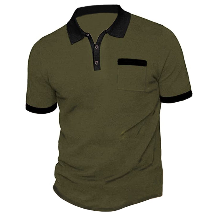 

Men's Vintage Pocket Panel POLO Shirt