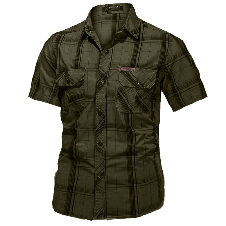 

Men's Plaid Vintage Big Pocket Shirt