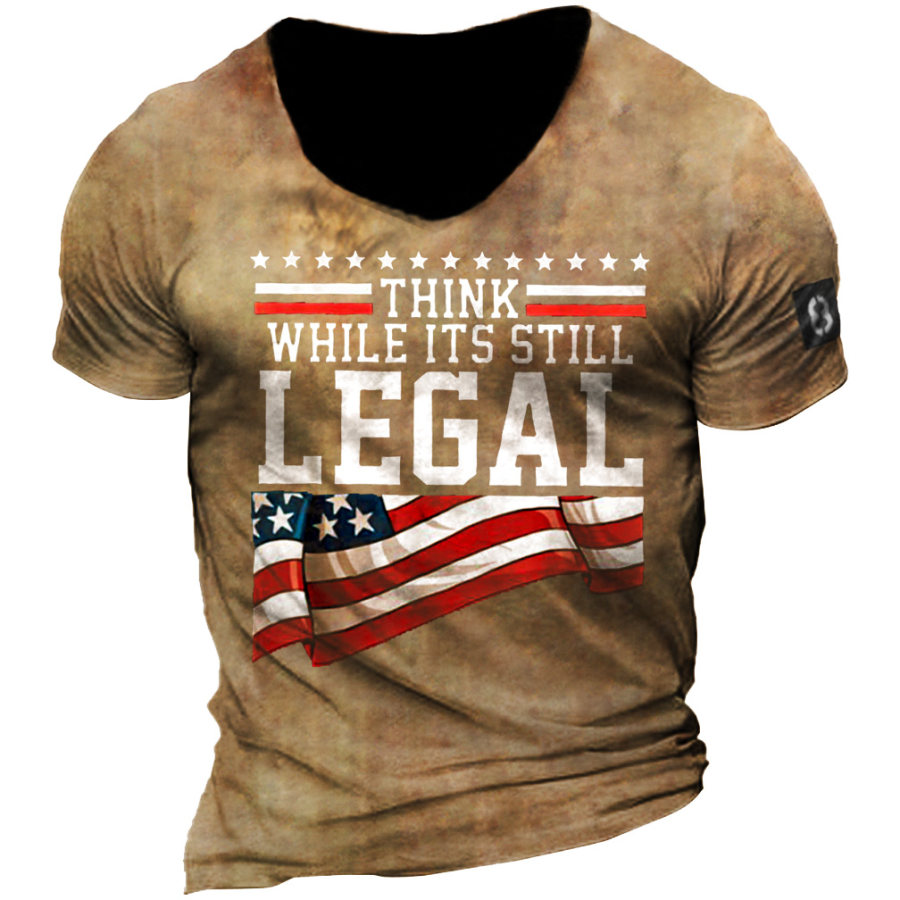 

Men's Outdoor Think While It's Still Legal Flag V-Neck T-Shirt