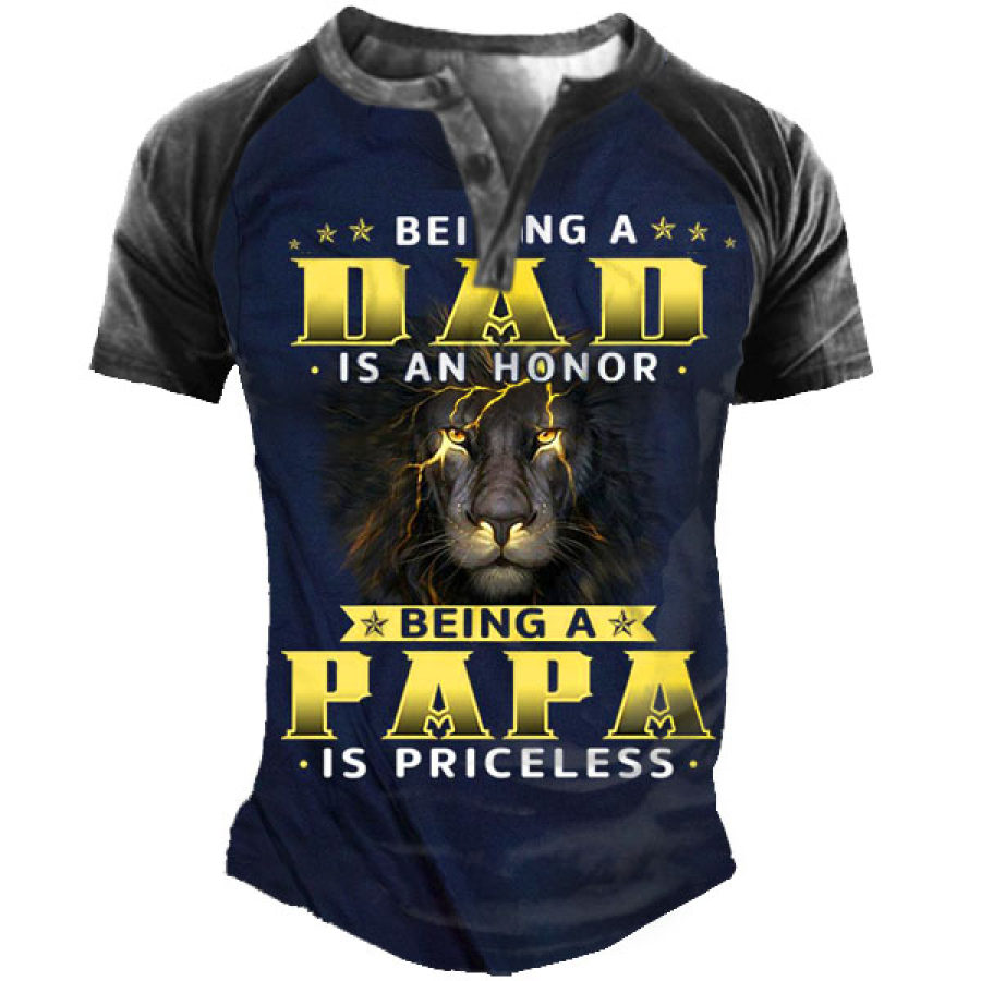 

Personalized Being A Dad Is An Honor Being A Papa Is Priceless Men's Henley T Shirt