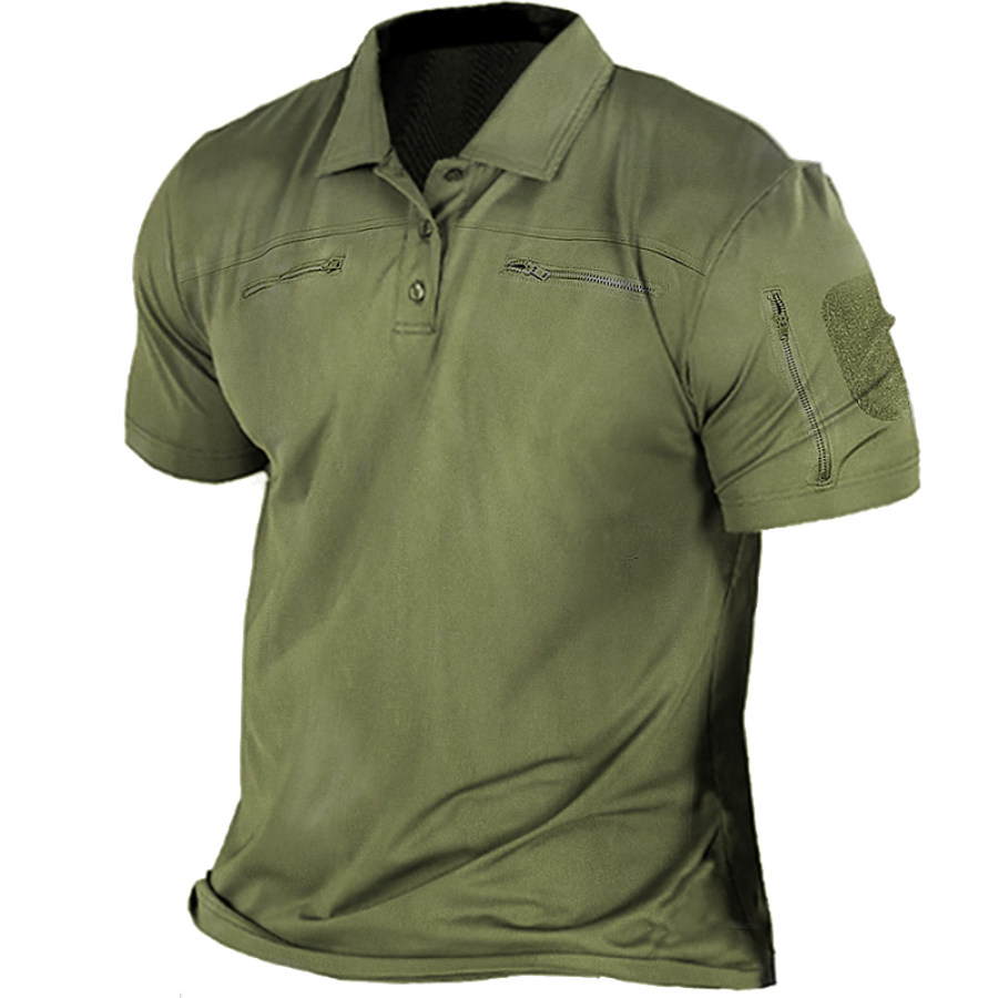 

Men's Outdoor Tactical Zip Pocket Polo T-Shirt