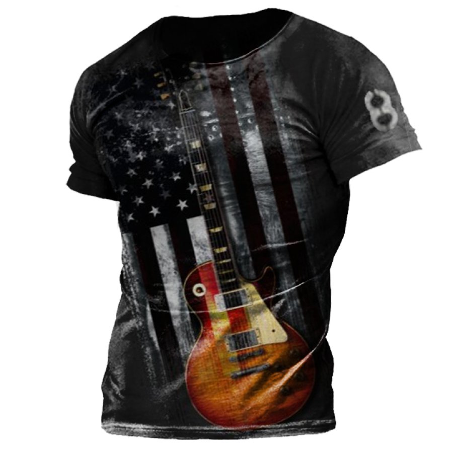 

Men's Flag Guitar Figure 8 Print T-Shirt