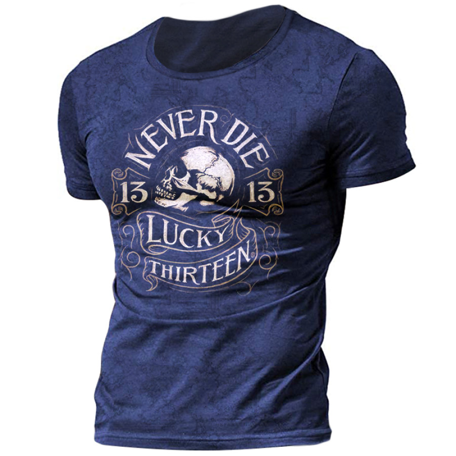 

Never Die Lucky Thirteen Men's Crew Neck Print T-Shirt