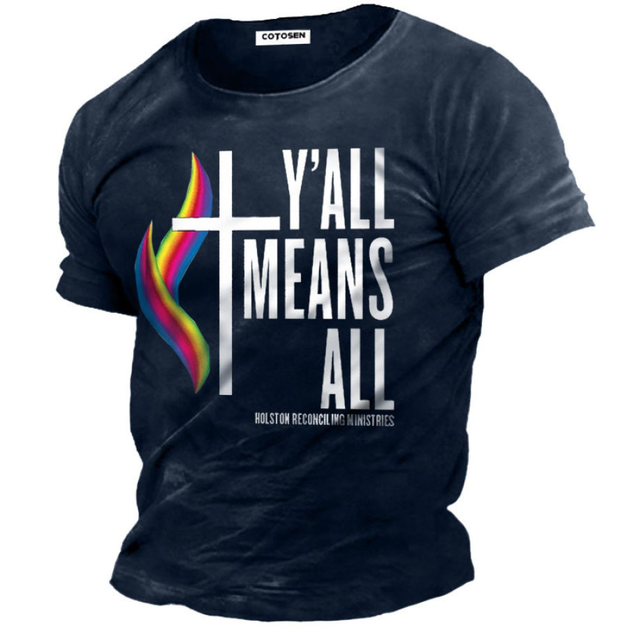 

Men's Y'all Means All Printed Cotton T-Shirt