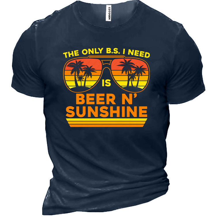 Beer And Sunshine Men's Chic Cotton Short Sleeve T-shirt