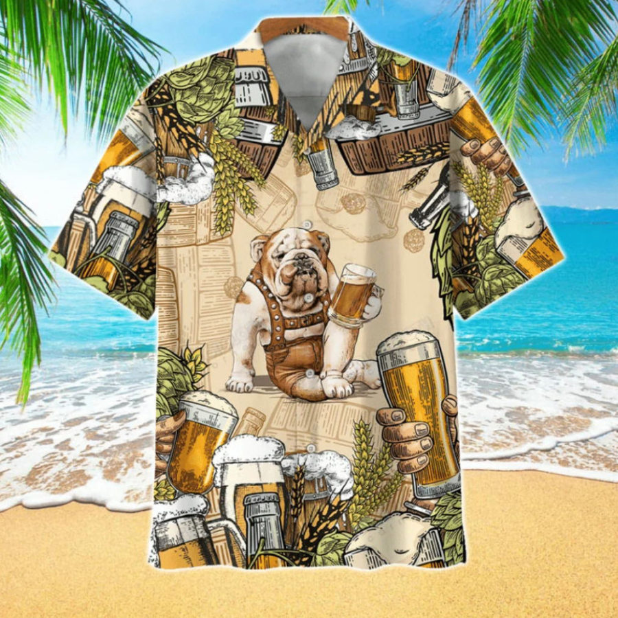 

Men's Dog Beer Beach Short Sleeve Shirt