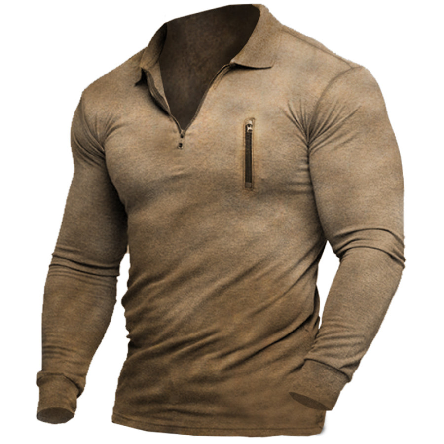 

Men's Vintage Zip Pocket Long Sleeve T-Shirt
