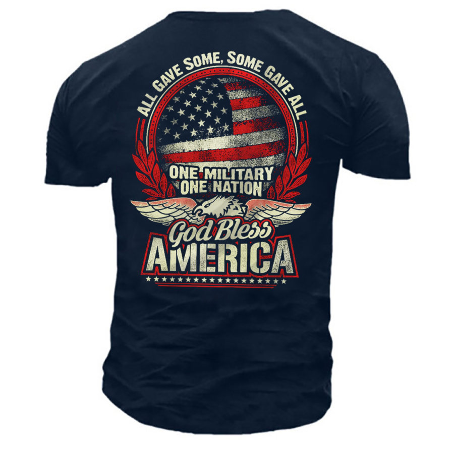

Men's God Bless America Eagle Print Cotton T-Shirt