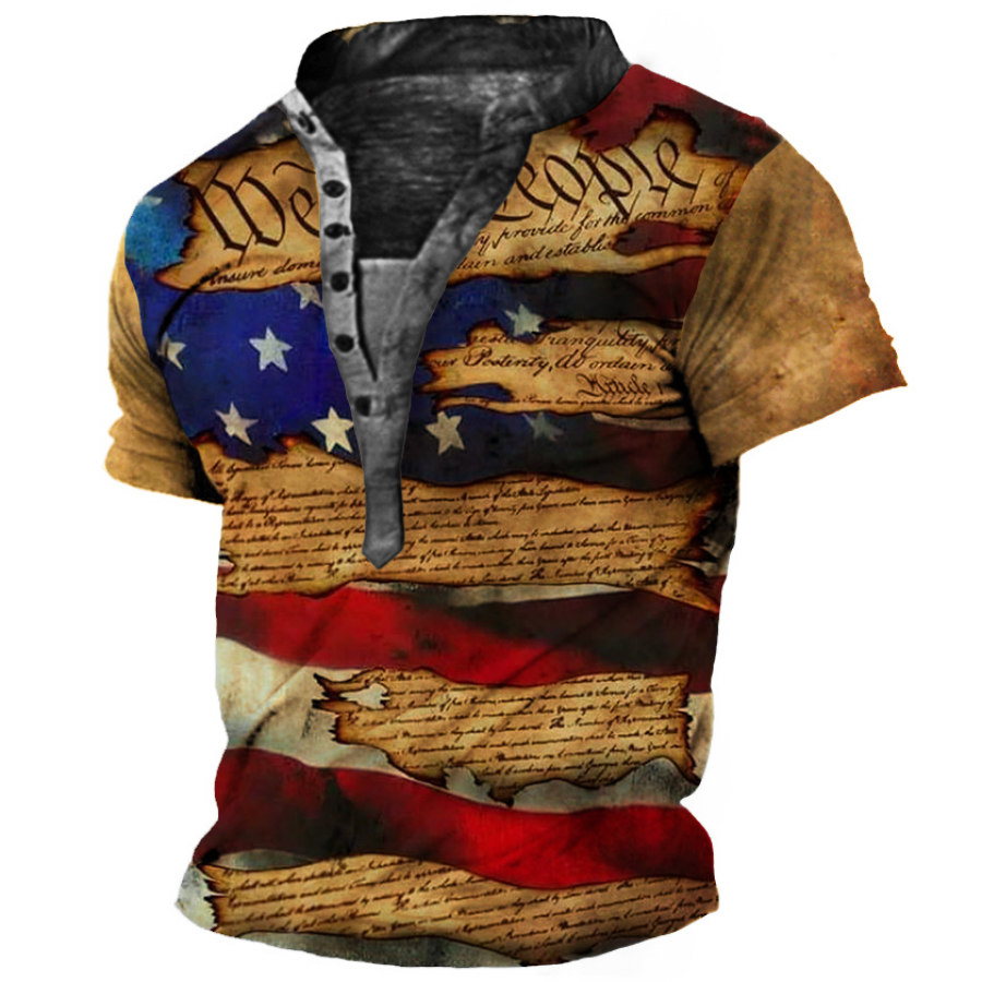 

Men's Vintage We The People American Flag Henley T-Shirt