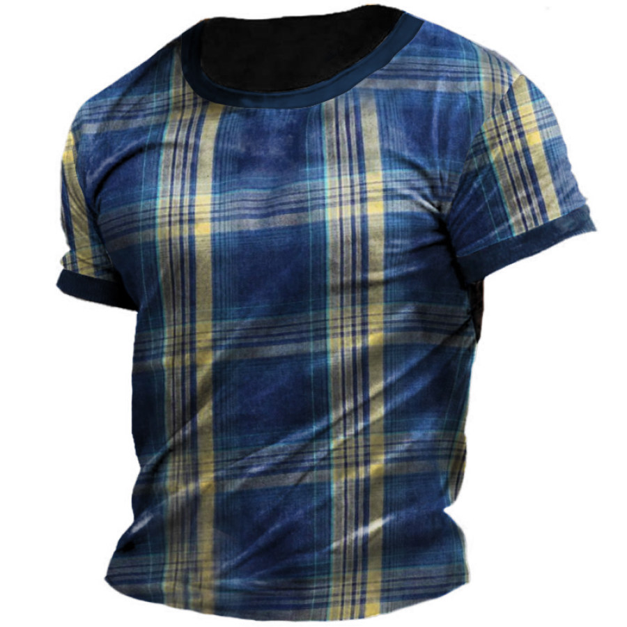 

Men's Outdoor Vintage Check Print T-Shirt