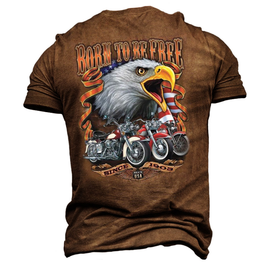 

Men's American Flag Eagle Motorcycle Short Sleeve T-Shirt