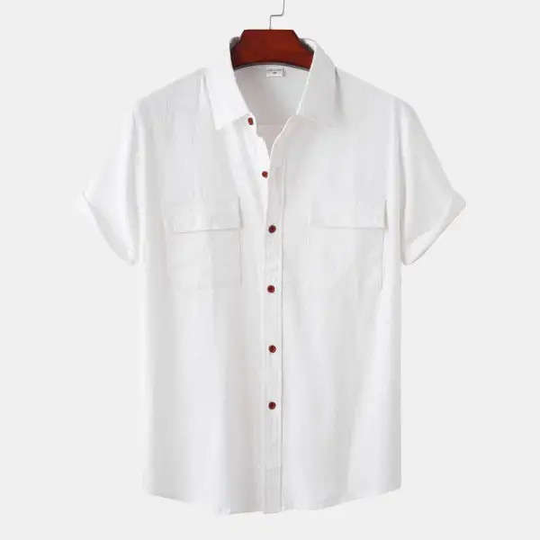 Men's Pocket Short Sleeve Casual Shirt - Kalesafe.com 