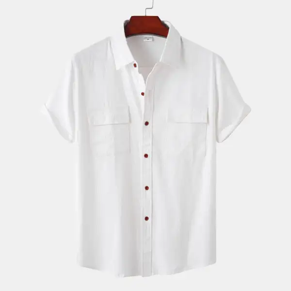 Men's Pocket Short Sleeve Casual Shirt - Honeylop.chimpone.com 
