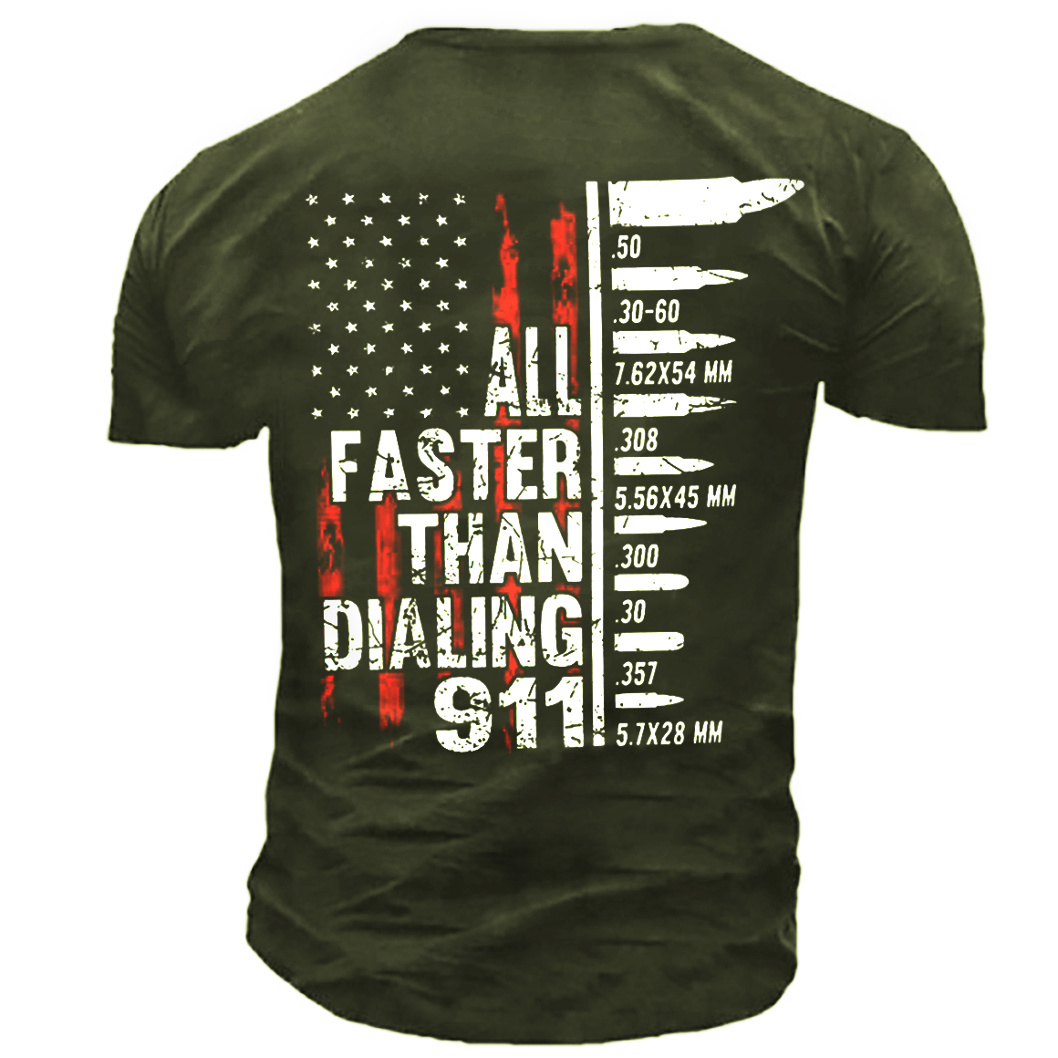 All Faster Than Dialing Chic 911 American Flag Gun Lover For Men Cotton Tee