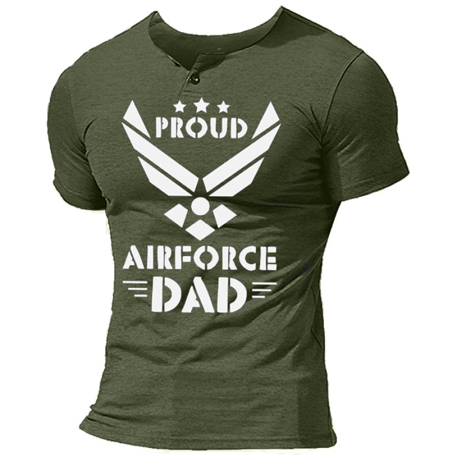 

Proud Of Airforce Dad Men's Military Button Neck T-Shirt