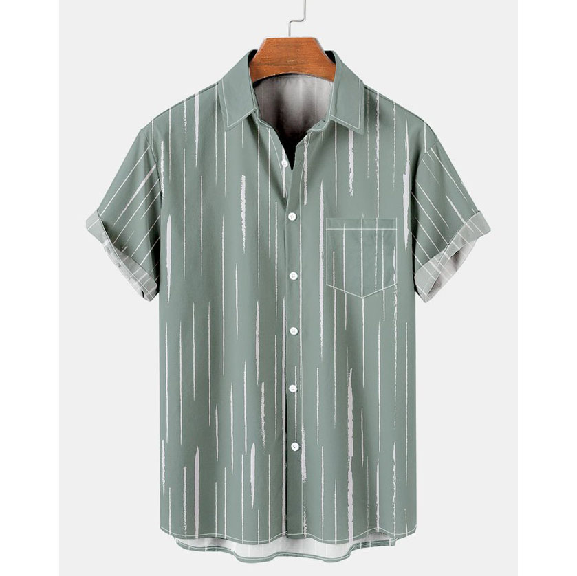 Men's Striped Beach Short Sleeve Chic Shirt