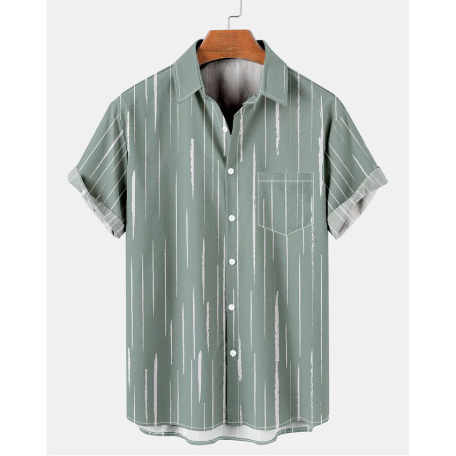 

Men's Striped Beach Short Sleeve Shirt