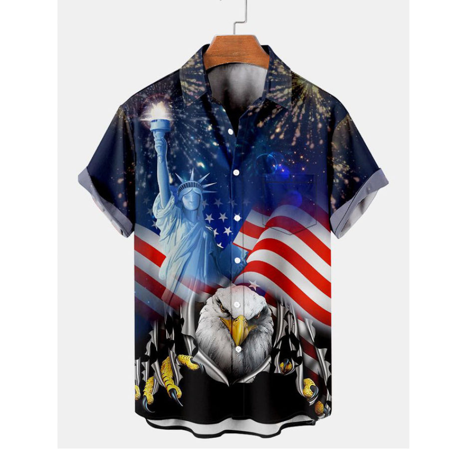 

Men's Eagle Flag Beach Short Sleeve Shirt