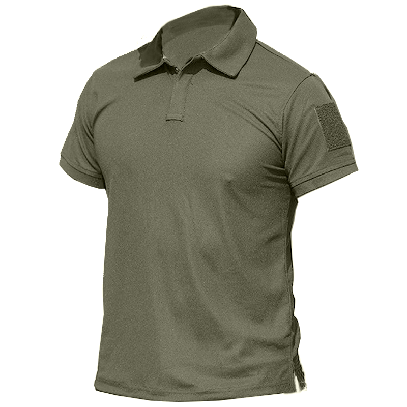 Men's Quick Dry Tactical Chic Military Pocket Velcro Zipper Polo
