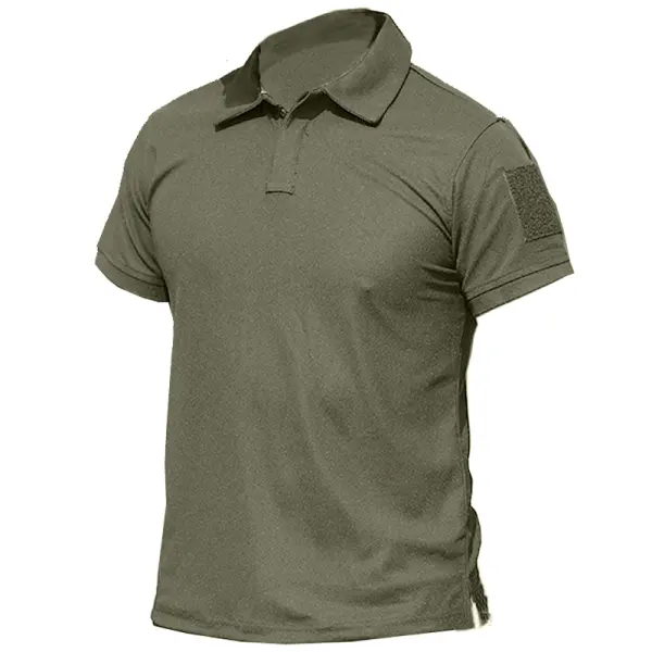 Men's Quick Dry Tactical Military Pocket Velcro Zipper POLO - Fineesa.chimpone.com 