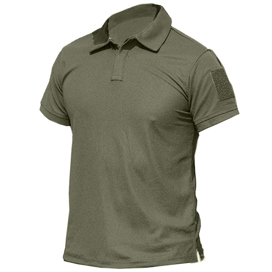 

Men's Quick Dry Tactical Military Pocket Velcro Zipper POLO