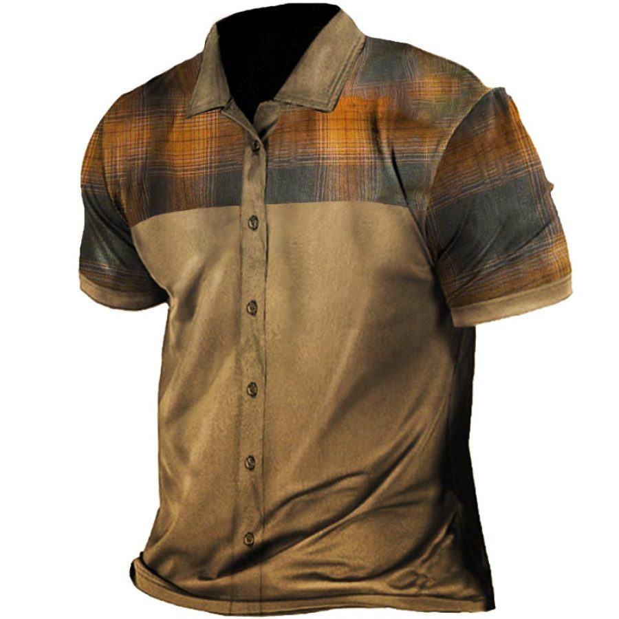

Men's Outdoor Vintage Plaid Print Shirt