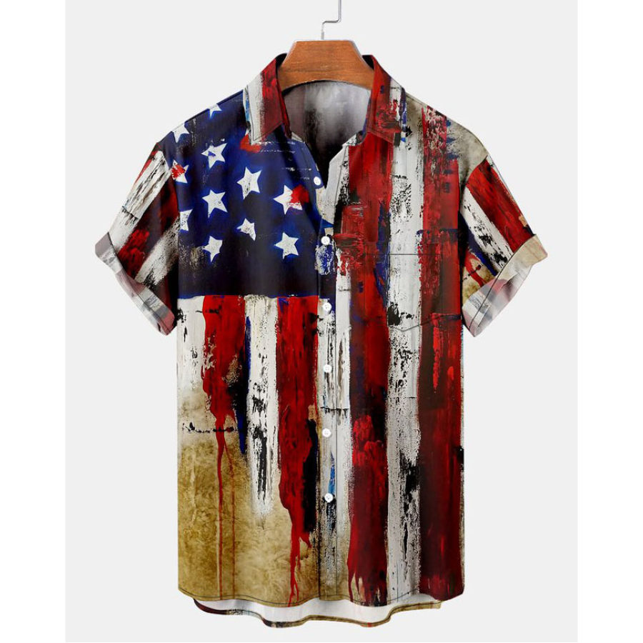 

Men's Flag Short Sleeve Beach Shirt