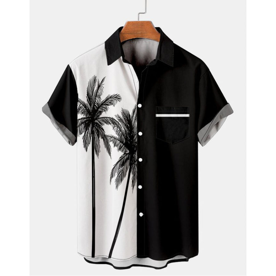 

Мужская пляжная рубашка кокосового цвета с коротким рукавом