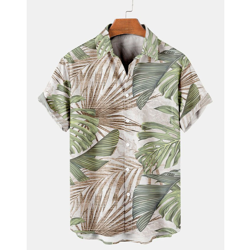 Men's Leaf Short Sleeve Chic Beach Shirt