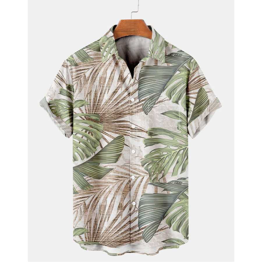 

Men's Leaf Short Sleeve Beach Shirt
