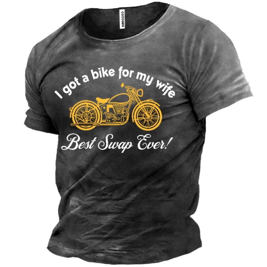 

Men's Motorcycle For My Wife Print Cotton T-Shirt