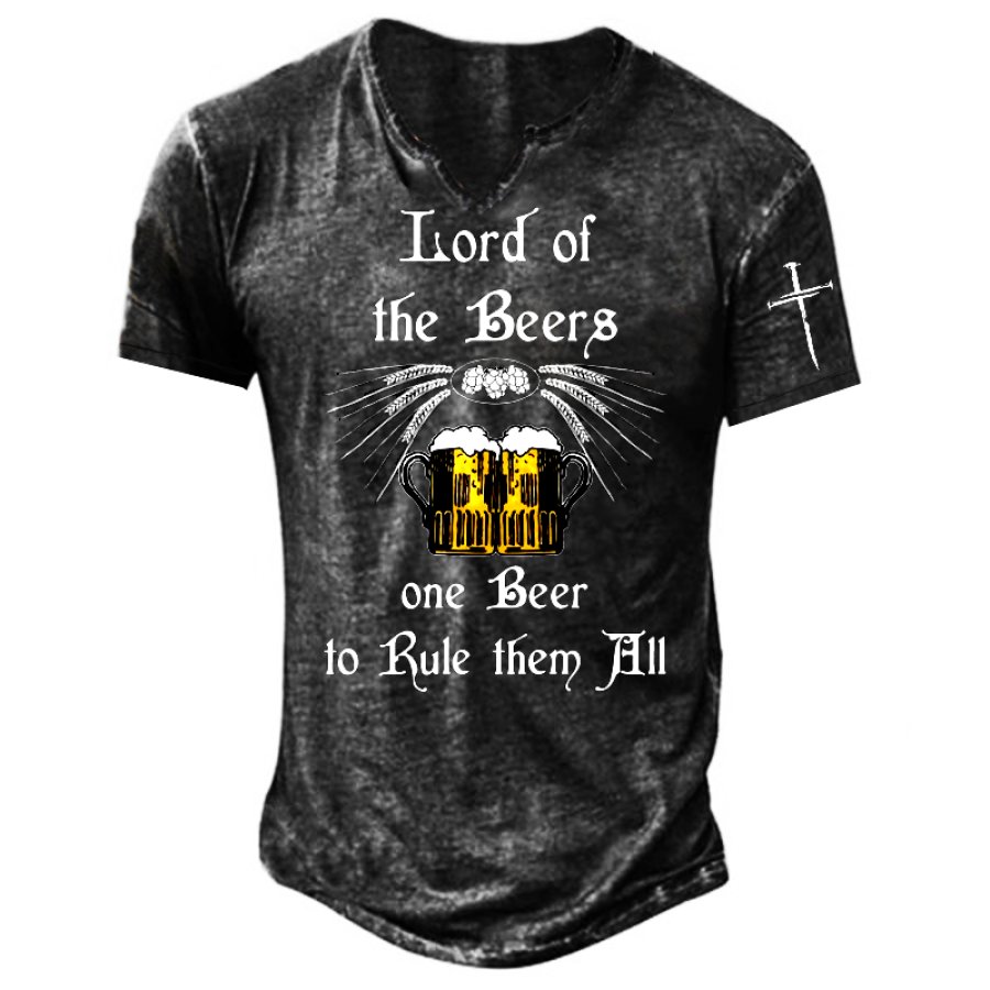 

Lords Of The Beer Men's Fun Print V-Neck T-Shirt