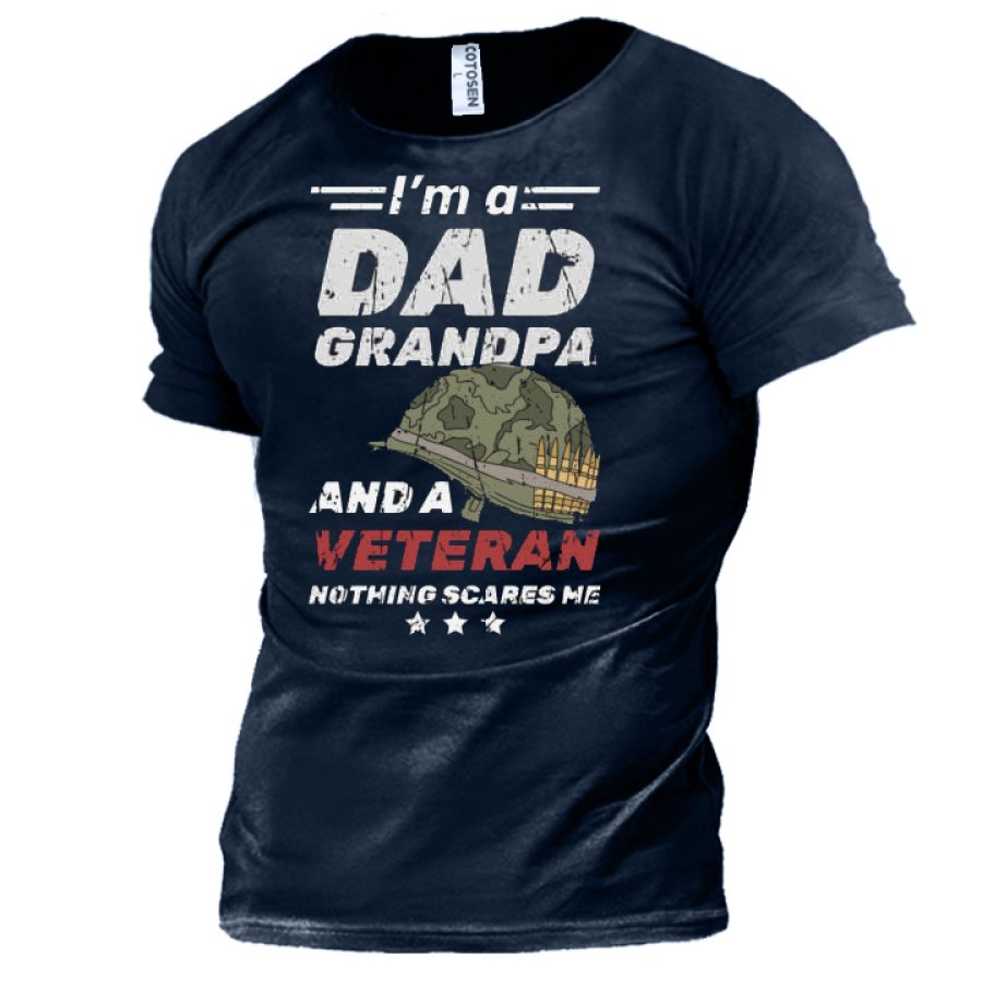 

I'm A DAD Grandpa And A Veteran Men's Cotton T-Shirt