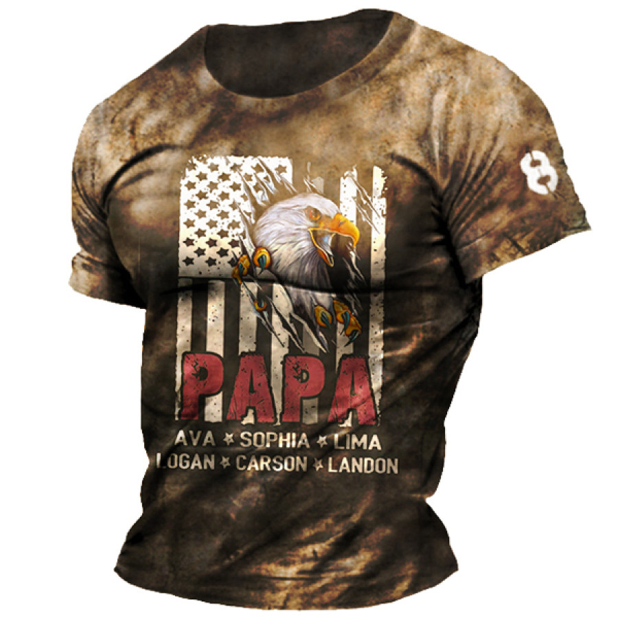 

Papa American Flag Eagle Men's Outdoor Tactical Crew Neck T-Shirt