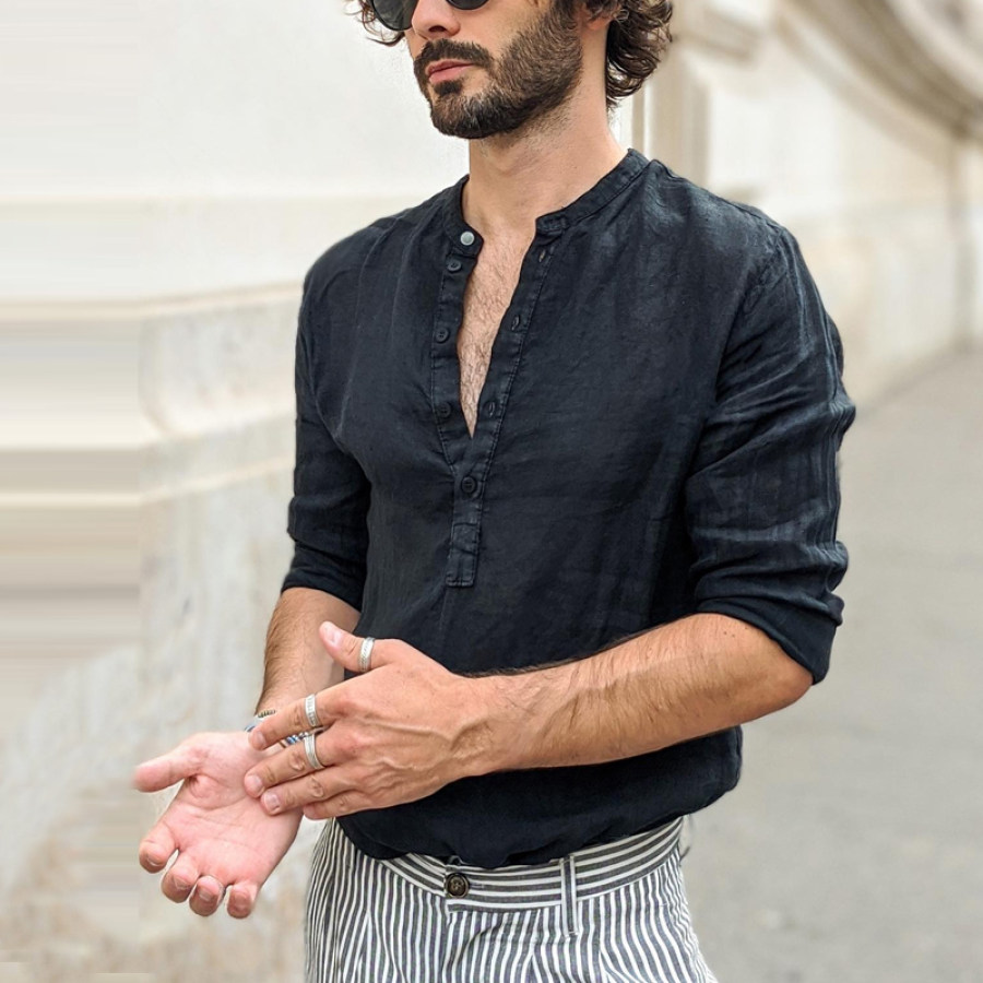 

Men's Comfort Pure Cotton Beach Casual Shirt