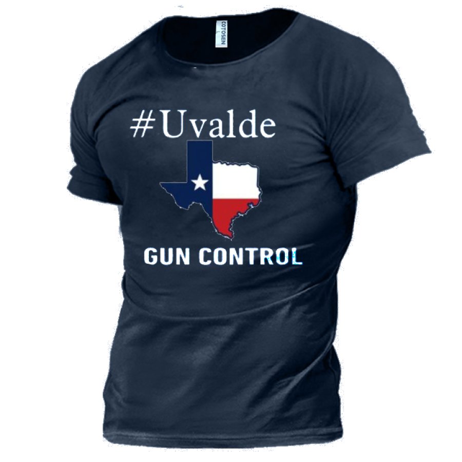 

Uvalde Gun Control Men's No Gun Violence Cotton Print T-Shirt