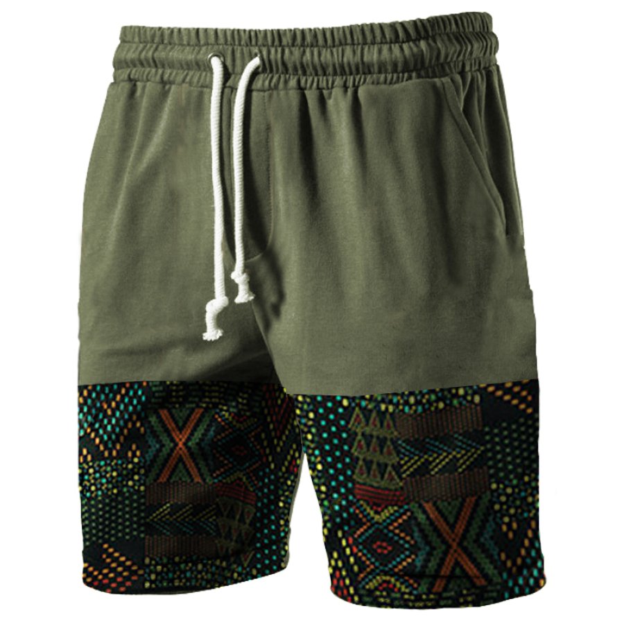 

Men's Drawstring Vintage Totem Print Fitness Casual Shorts