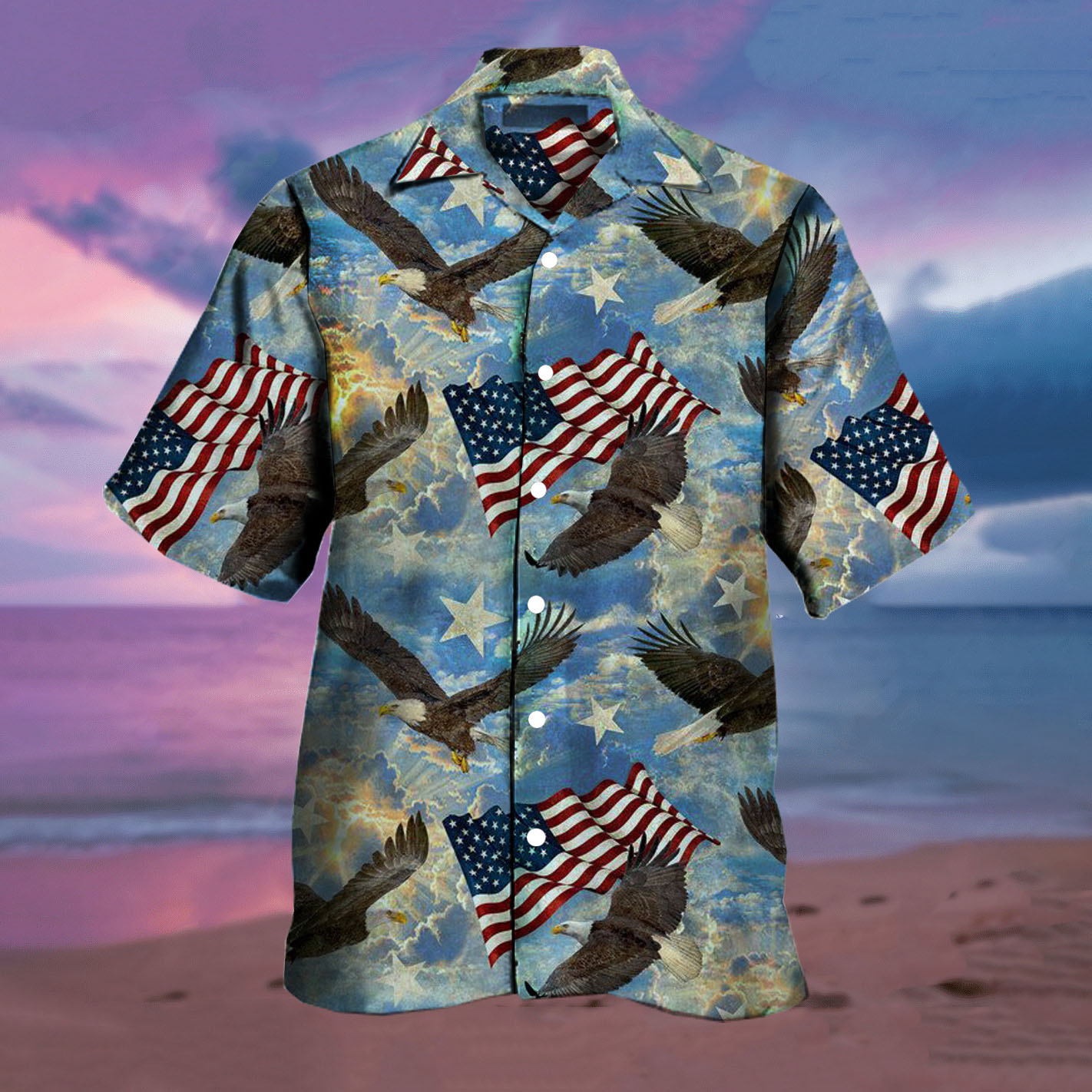 Men's Flag Beach Short Sleeve Chic Shirt