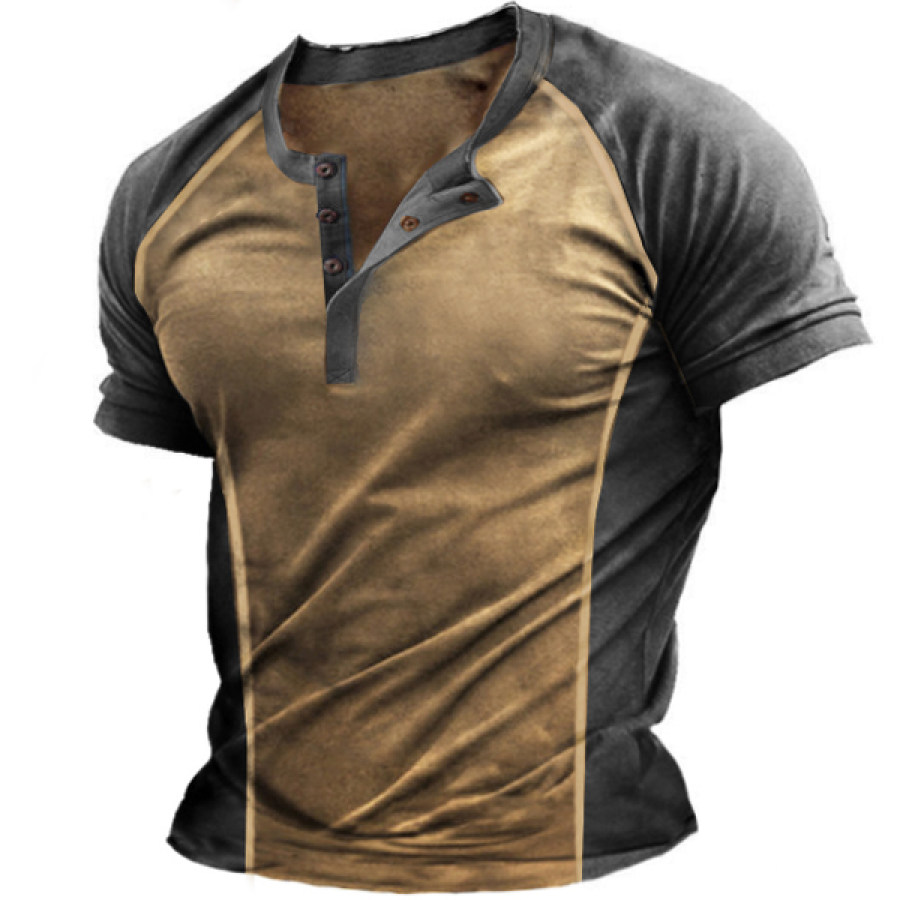 

Men's Outdoor Tactical Athleisure Henley Short Sleeve T-Shirt
