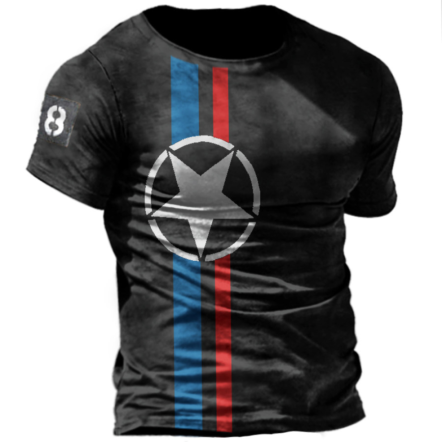 

Retro Motorcycle Print Men's Outdoor Tactical Short Sleeve T-Shirt