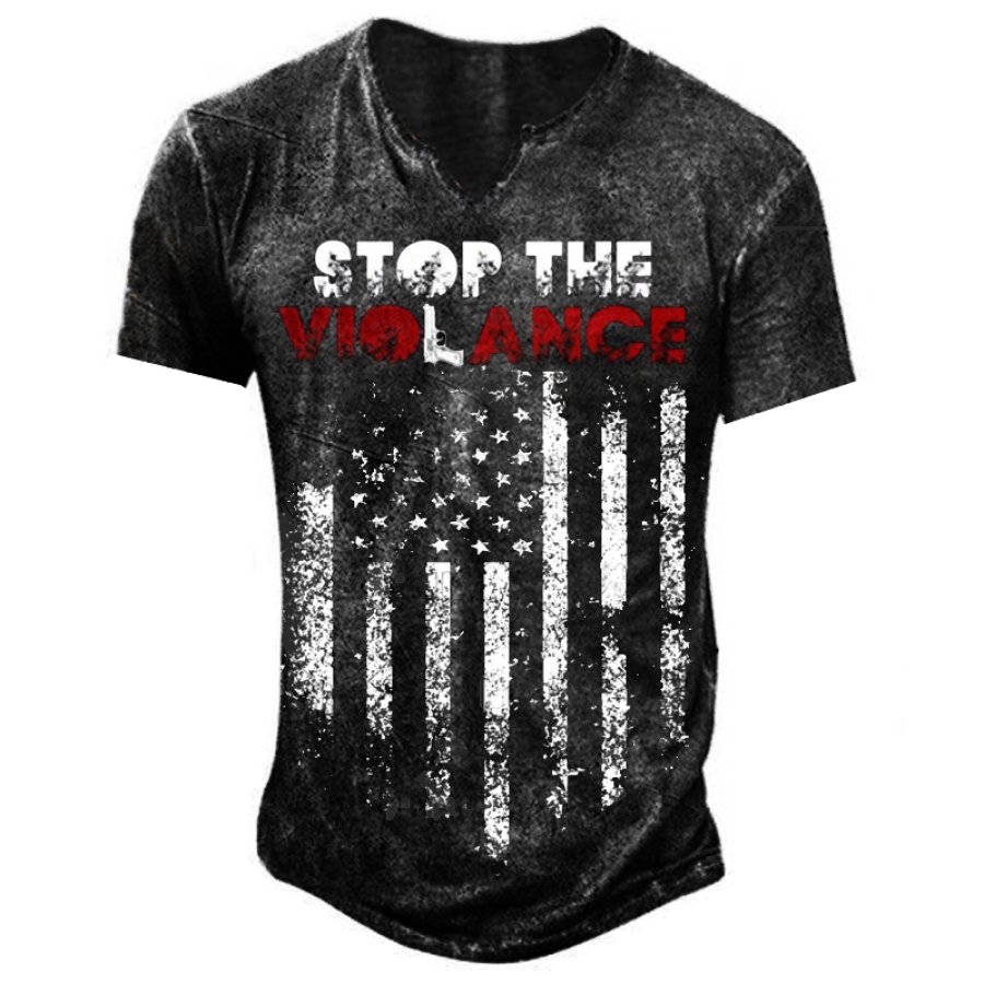 

Stop The Gun Vioance Men's American Flag T-Shirt