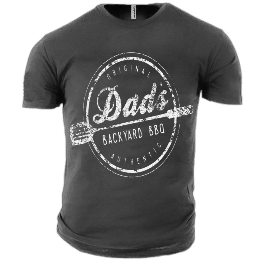 

Men's Dads Backyard BBQ Grilling Print Cotton T-Shirt