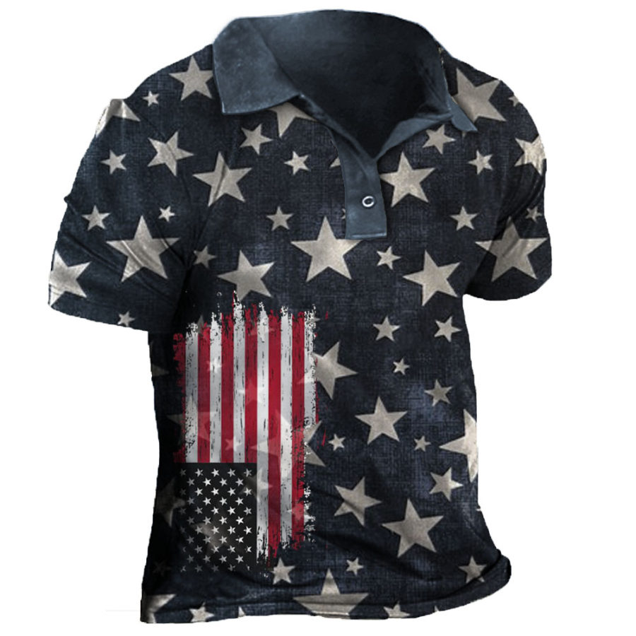 

Men's Flag Polo Short Sleeve T-Shirt