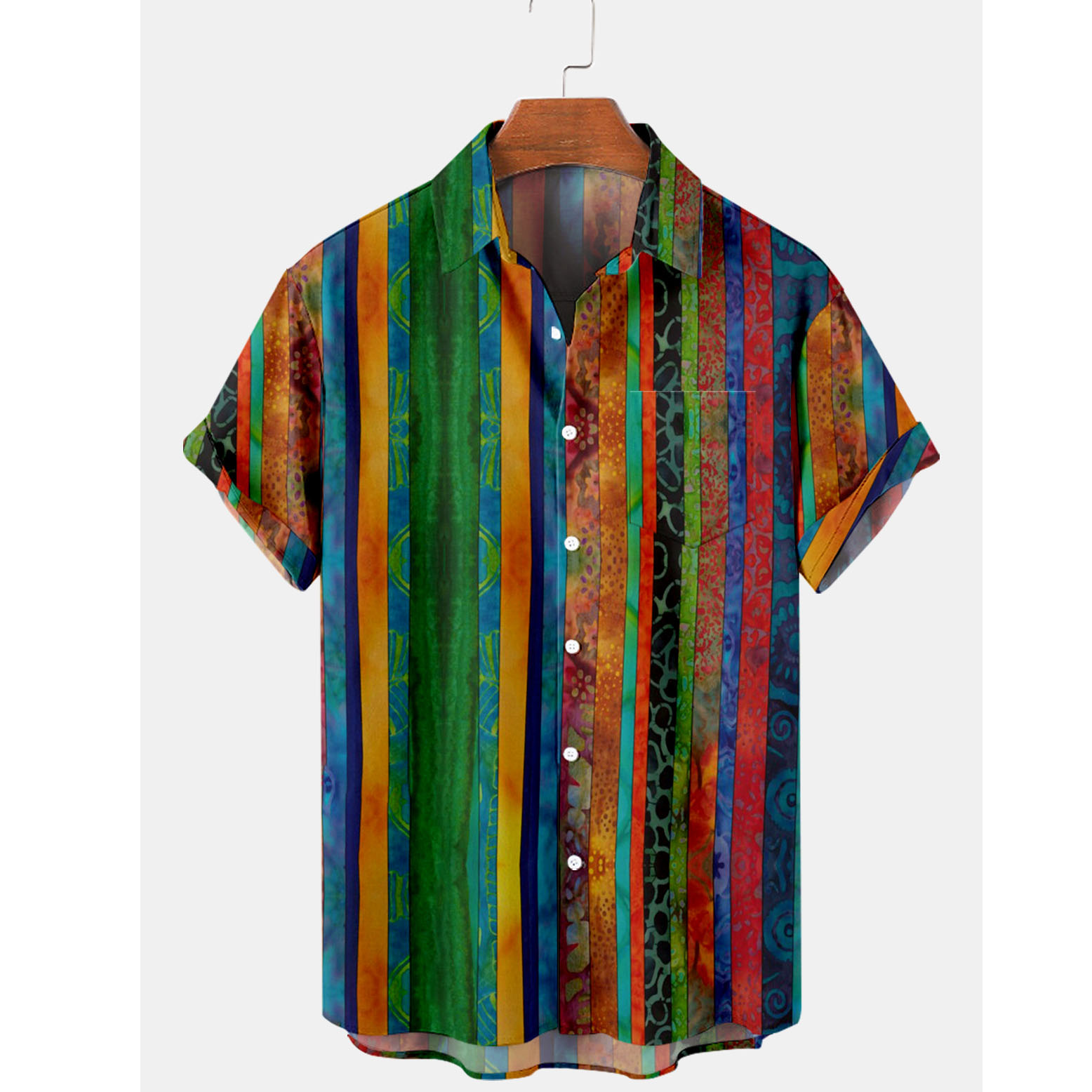 Men's Rainbow Striped Beach Chic Shirt