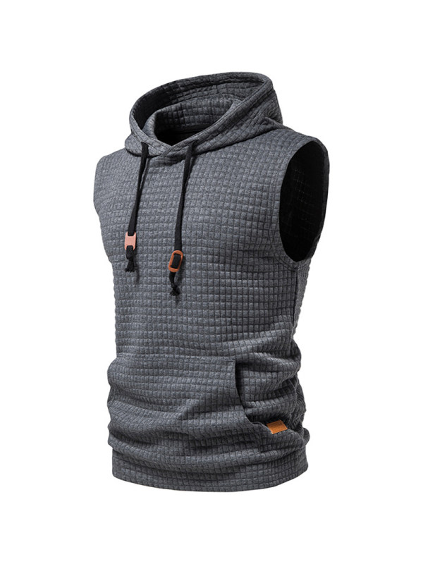 Men's Outdoor Knit Hooded Sweatshirt Sleeveless Tank Top