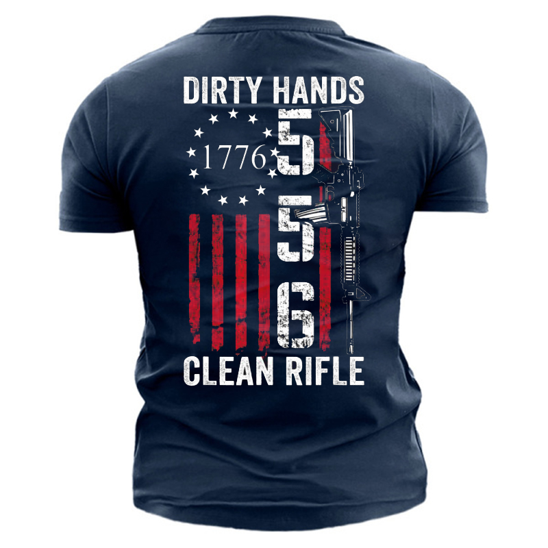 Dirty Hands 556 Clean Chic Rifle Men's 1776 Military Cotton T-shirt