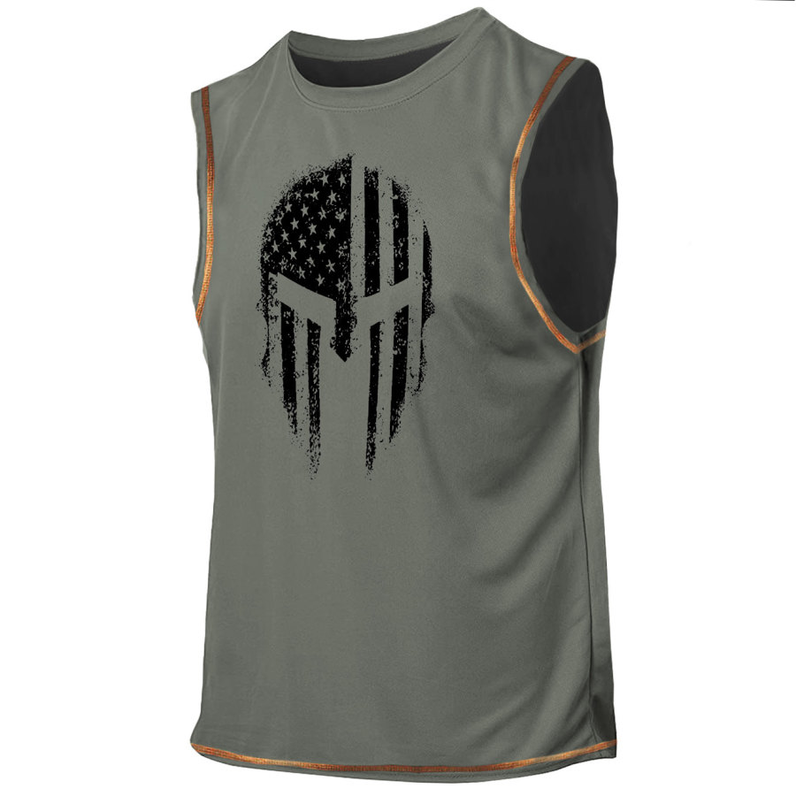 

Men's Outdoor American Flag Spartan Print Tank Top