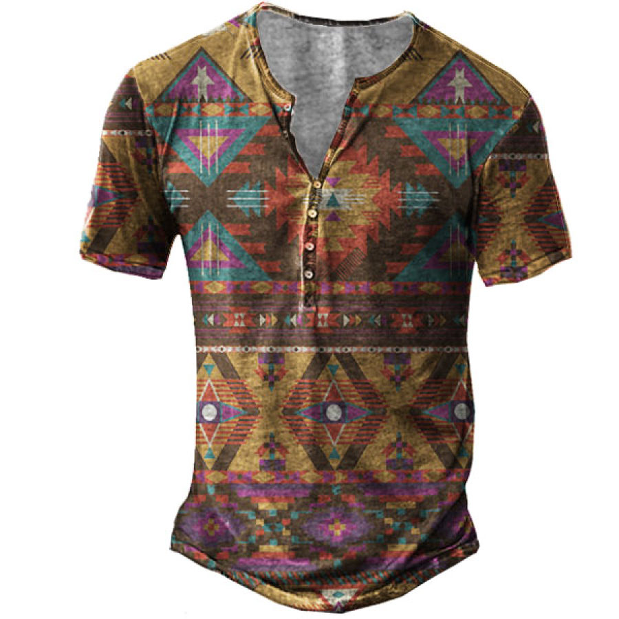 Men's Aztec Henley Short Sleeve T-Shirt