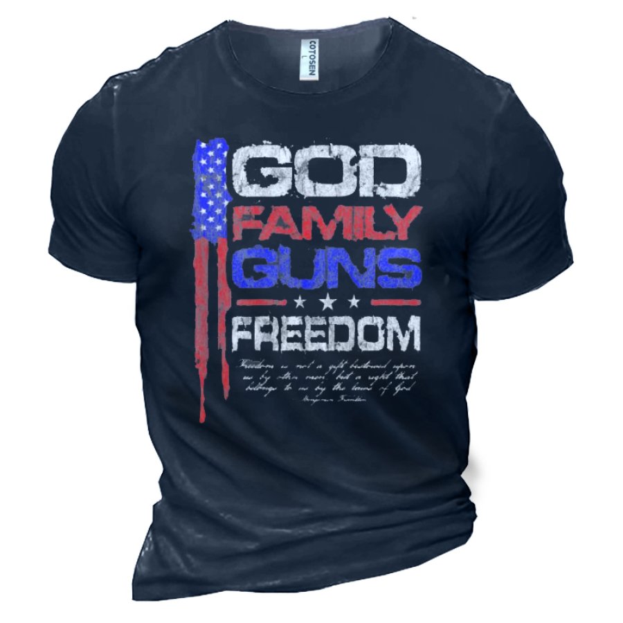 

God Family Men's Gun Control Cotton T-Shirt